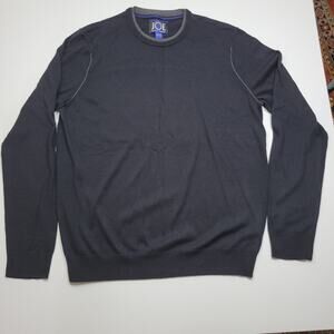 Joseph Abboud Merino Wool Blend Crew Neck Knit Sweater Black Gray Men's Size L